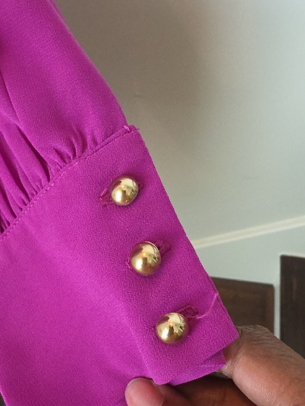 Women’s Fuchsia High-Neck Long Sleeve Dress - Picture 4 of 6